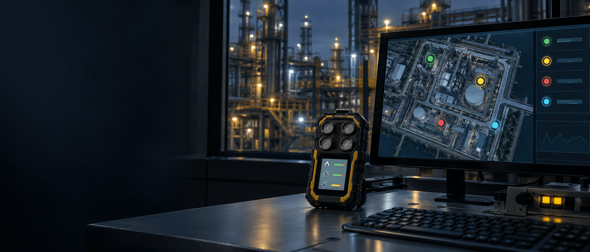 GaSAfe junto a un monitor en una planta industrial